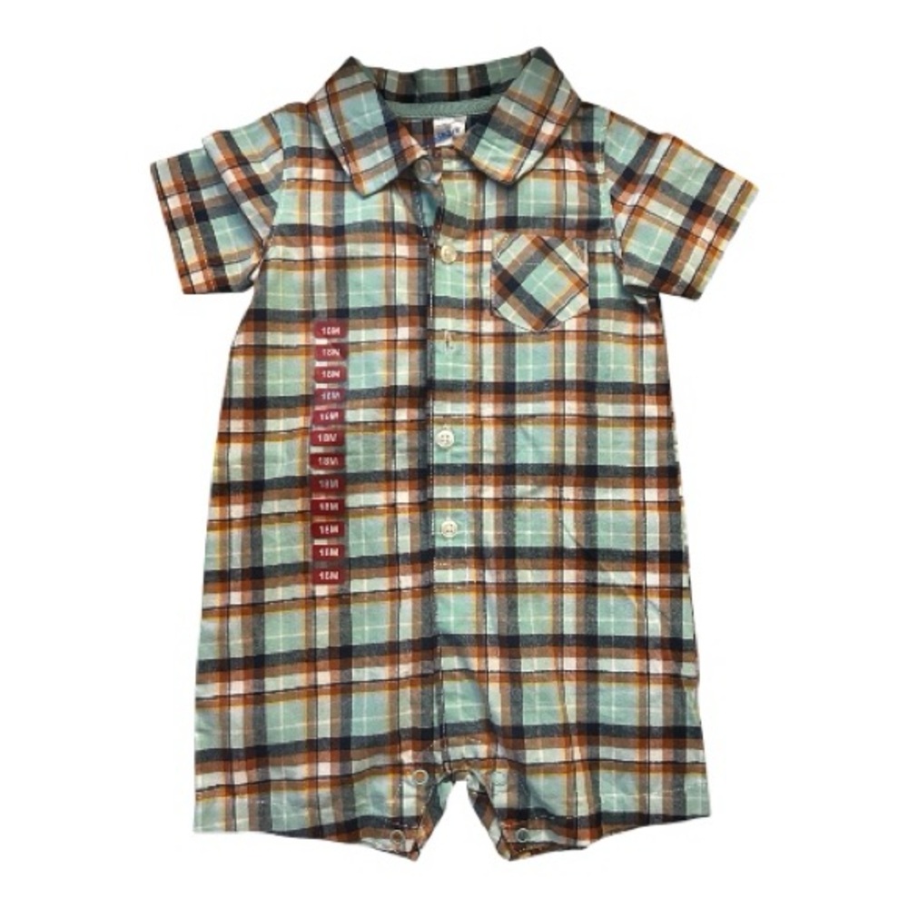 Wonder Carter’s Multicolor Plaid Baby Romper Sz 18-M NWOT
